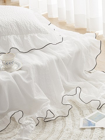 Snow Seersucker Frill Summer Blanket