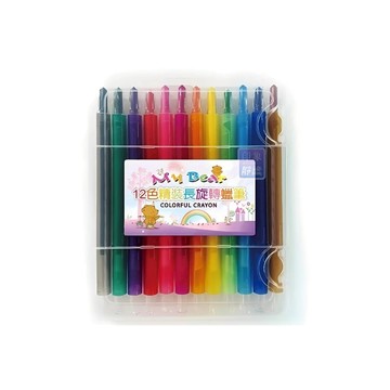 📌UBILIN優比霖 旋轉蠟筆 兒童蠟筆 長條旋轉筆 美術繪畫筆 繪圖工具 12色蠟筆 彩色筆 記號蠟筆 工程筆