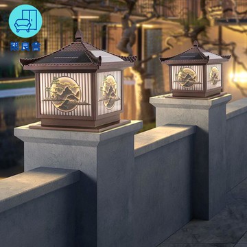 工廠直銷 戶外太陽能燈 庭院燈 戶外燈 太陽能柱頭燈戶外防水門柱燈庭院中式室外別墅家用大陽仿古圍墻燈特惠/全館免運 特價出 開立發票 售後保障z211