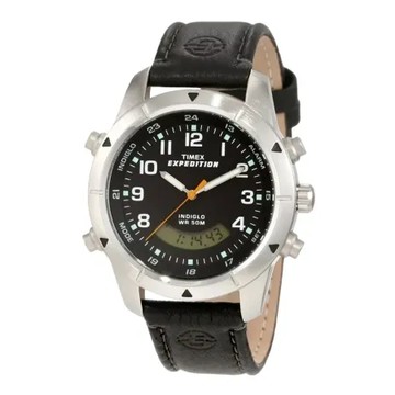 TIMEX 雙顯微笑視窗時尚腕錶-黑