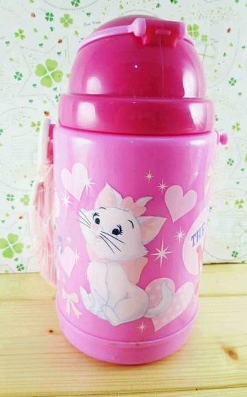 【震撼精品百貨】The Aristocats Marie 迪士尼瑪莉貓 吸管水壺-桃 震撼日式精品百貨