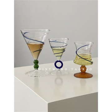 Shinymomo純手工制作復古玻璃酒杯小眾ins博主個性水杯飲料高腳杯