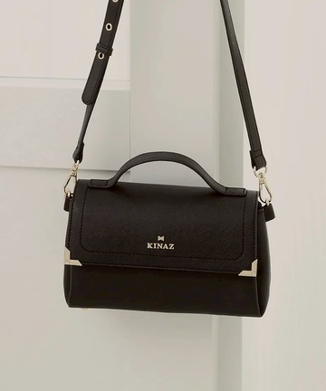 【KINAZ】金屬飾角掀蓋三層澎澎手提斜背包-熠影黑-小閃光系列 (BX96419-49)