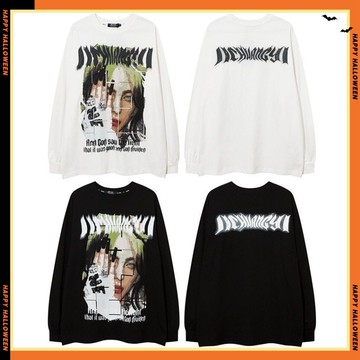 初系🚚現+貨 印花束手長袖t恤 大學T 中長款 大學t女 加絨大學t 可愛大學t 情侶裝 刷毛 韓版上衣 女生衣服 秋冬