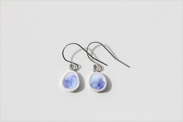 大地・紫・水藍色 七寶耳勾式耳環