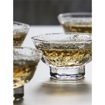 九土玻璃錘紋茶道小茶杯功夫茶具小杯子茶盞日式品茗杯主人杯單杯