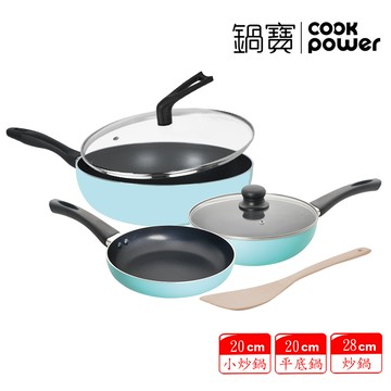 【鍋寶】 金鑽三鍋六件組-蒂芬妮藍（28CM炒鍋＋20萬用鍋＋20煎鍋）_廠商直送