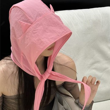 臺灣炫貨🍥惡魔綁帶速幹防曬包頭遮陽帽護耳頭巾出遊女速幹防曬遮陽漁夫帽子