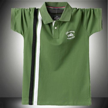 潮流胖子翻領短袖T恤男加肥加大號寬松半袖肥佬刺繡花有領polo衫