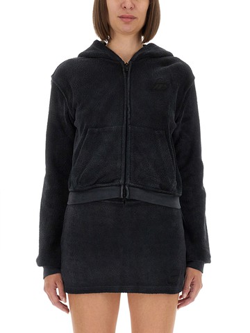 alexander wang cotton terry sweatshirt with zipper