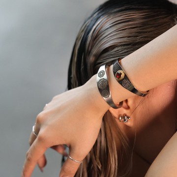 【情人節禮物】SOULITE 橢圓形花朵銀手鐲 S