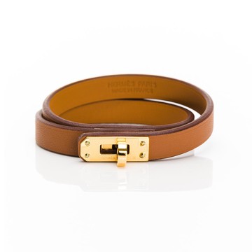 Hermes Mini Kelly Double Tour手環(棕金)(T2)