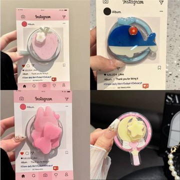 韓國ins東大門可愛旋轉草莓鯨魚魔法棒磁吸支架強力吸附便攜女