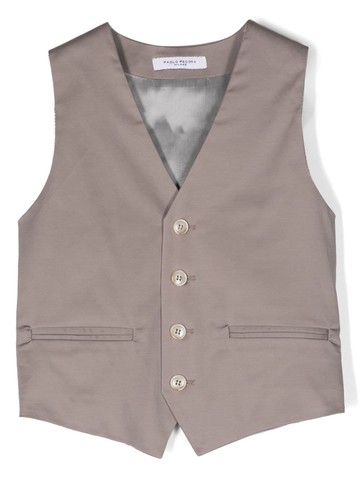 Paolo Pecora Kids - V-neck stretch-cotton waistcoat - kids - Cotton/Elastane - 16 yrs - Grey