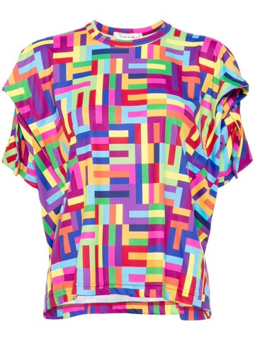 Comme Des Garçons - geometric-pattern T-shirt - women - Polyester - M - Purple