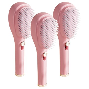 伸縮按摩美髮梳Set 3支 ABS材質 寬7cm長20.5cm  櫻花粉