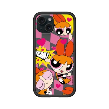 iPhone 15 Mod NX 黑 - The Powerpuff Girls 飛天小女警 - 花花 - 可愛格紋款