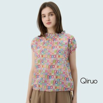 Qiruo 奇若春夏專櫃精品多色短袖上衣2500A  方塊女裝