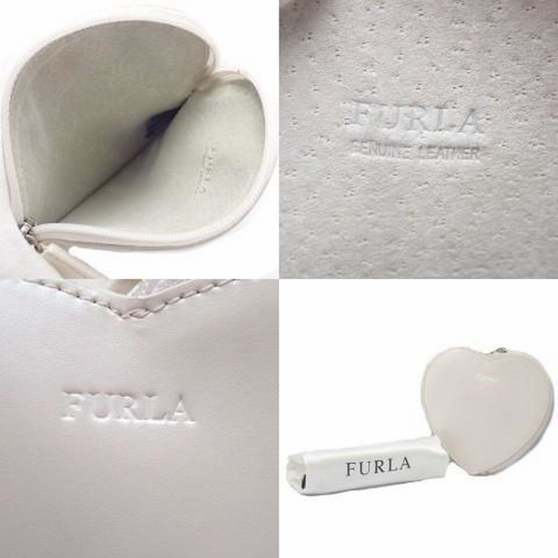 FURLA(フルラ) ハート型コインケース 小物 財布 レザー ホワイト 白