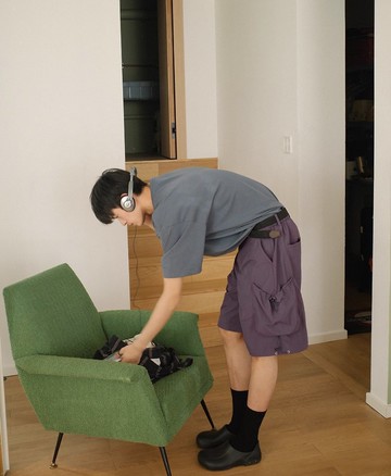 日系復古 輕薄尼龍短褲 暗紫色