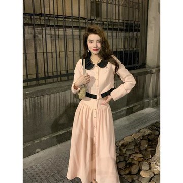 鄧六六法式復古高腰顯瘦半身裙兩件套女秋洋氣減齡粉色小香風套裝