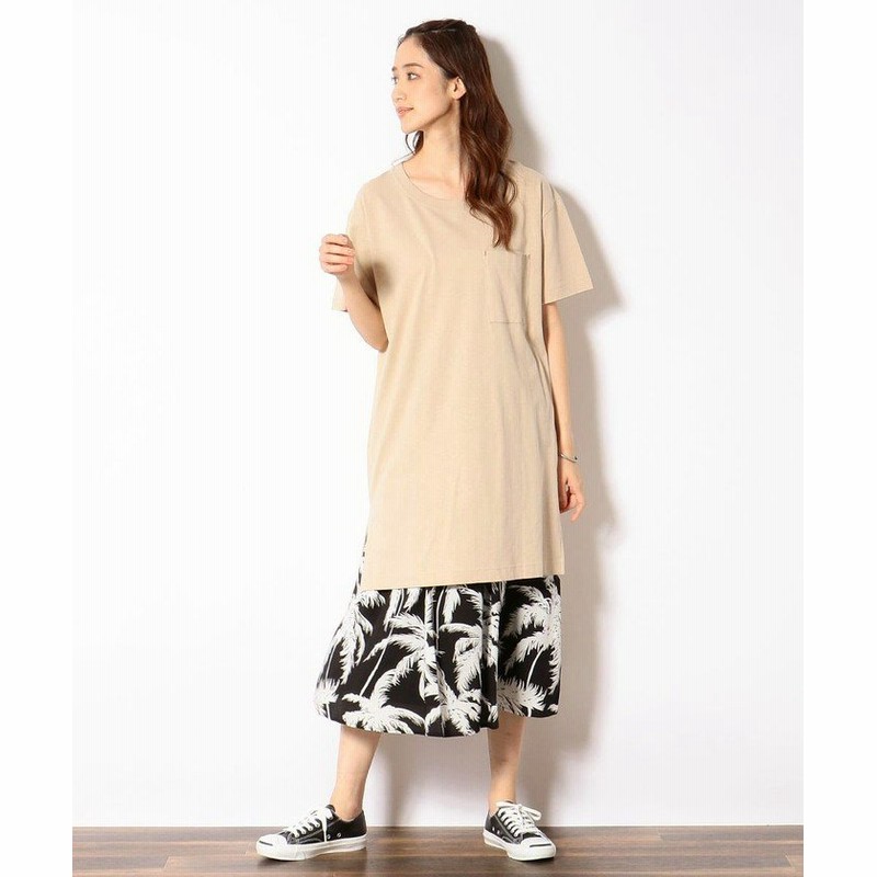 コムサイズム 消臭加工 サイドスリット ロング ｔシャツ ワンピース レディース ベージュ M Comme Ca Ism 通販 Lineポイント最大get Lineショッピング
