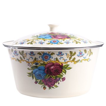 .搪瓷盆菜盆瓷盆 飯 深湯瓷盆子廚房唐瓷盆老式搪瓷碗帶蓋盆小號-