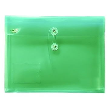 HFPWP 台灣製 環保無毒 pp附繩立體橫式A4公文資料文件袋 加名片袋 10入  綠色  1組