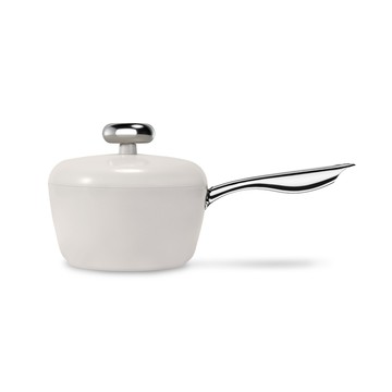 溫侖山 鵝卵石鑄鋁湯鍋20cm 附蓋-白色