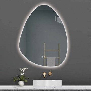 全館8折 鏡子 全身鏡 浴室鏡  北歐簡約無框浴室鏡智能LED帶燈水滴化妝鏡掛墻式洗手間異形鏡子特惠/可開發票