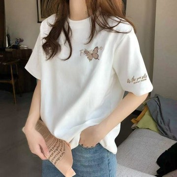 台灣现貨 夏天上衣 女生短袖 純棉T恤 短袖上衣 大碼短袖 t恤女 短袖女 印花T恤女 圓領短袖 韓版女生上衣 休閒T恤