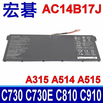 ACER AC14B17J 電池 AC14B13J AC14B18J AC14B3K AC14B8K AC14C81 AP14B8K Chrombook CB3-111 C730 C730E C810 C910 Aspire 11.6 B115 Series Aspire 3 A315-53 A315-53G A315-55G Aspire 5 A514-52 A514-52G A515 A515-41G A515-51A515-51G A515-52 A515-52G A515-52K A515-55