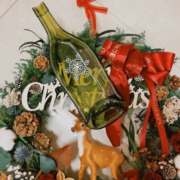 聖誕禮物 季節限定 手工燙印雪花酒瓶盤 收納盤