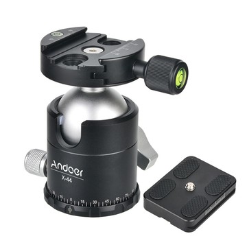 球頭 Andoer X-44S 鋁合金球頭球頭球頭三腳架雲台獨腳架雲台全景球頭,帶快裝板 1/4 英寸螺絲固定座,適用於