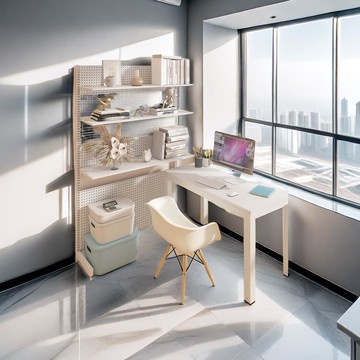 【台灣公司 可開發票】靠墻落地收納一體置物架洞洞板五金書桌書架組合網紅少女租房學習