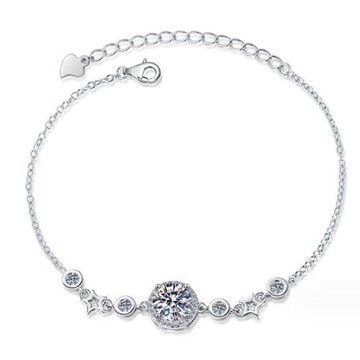 Jpqueen 閃亮耀眼水鑽星星手鍊(白金色)