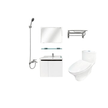 【CERAX 洗樂適】套房超值衛浴套餐組60公分- 6件組(馬桶/60公分面盆浴櫃/面盆龍頭/沐浴龍頭/鏡子/置衣架)