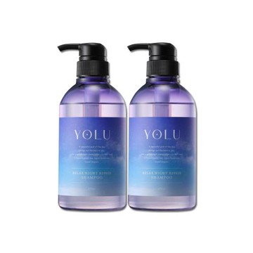 (2瓶超值組)日本YOLU-夜間密集滋潤柔順多層次香氛精華修護洗髮精475ml/瓶-舒緩修護(藍)(防頭皮味洗髮水,無添加矽靈,呵護染燙粗硬自然捲)