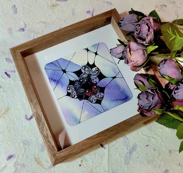 Zentangle Inspired Art禪繞延伸藝術手繪原畫-紫光浪漫含木畫框