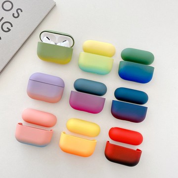 簡約小清新漸變彩色藍紫粉個性airpods1代2代保護套蘋果無線藍牙耳機硅膠套款airpodpro3防丟手繩套全包硬殼