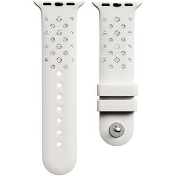 SWAROVSKI 施華洛世奇 Apple Watch 水晶矽膠錶帶 40/41mm適用 七夕寵愛季 送禮推薦-灰白 (不含手錶)