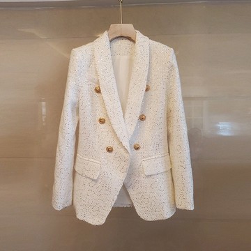 西裝外套毛呢西服-法式粗花呢亮片修身女外套2色73zg3【獨家進口】【米蘭精品】