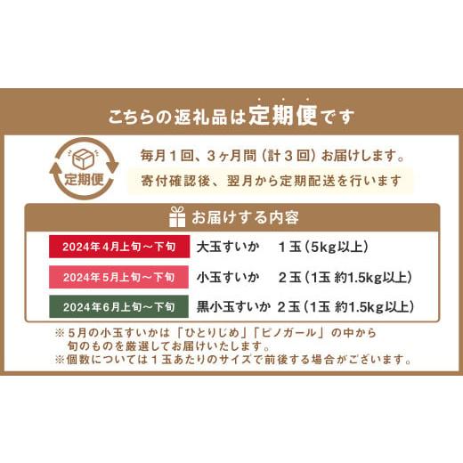 ふるさと納税 熊本県  くまもとの すいか 食べ比べ 定期便 合計5玉 スイカ 果物 くだもの フルーツ