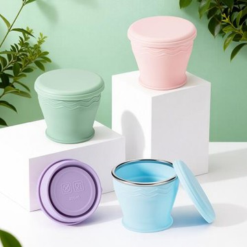 食品級硅膠折疊水杯便攜式旅行折疊杯露營漱口杯子旅游戶外耐高溫
