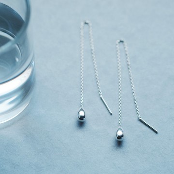 垂墜式鏈條耳環 925銀