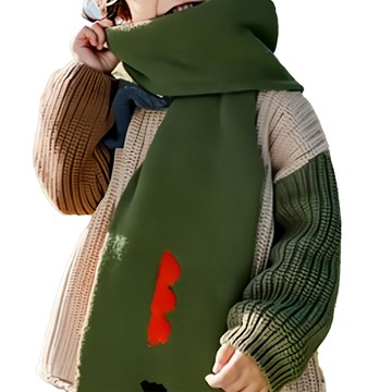 KOCOTREE 糯糯絨保暖圍巾 兒童圍巾 親膚舒適  恐龍鬧鬧 綠色  148 x 16cm