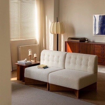 布沙發 恩佐懶人北歐復古單人布藝沙發客廳家用小戶型侘寂風實木沙發椅S060快速出貨