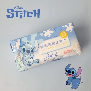 天藍小舖-迪士尼史迪奇洗臉巾70抽-單1款-$79【A11115683】