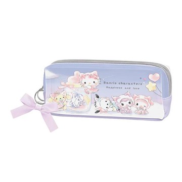 小禮堂 Sanrio 三麗鷗 皮質方形拉鍊筆袋 (紫貓咪寶寶款)