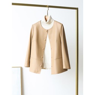 2025春季新款海寧高端進口皮衣外套女真皮圓領寬松綿羊皮外套0273